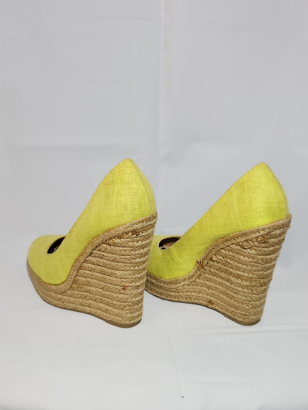 My Delicious Glow Yellow Neon Linen Espadrille Wedges - Size 6 - Picture 8 of 10